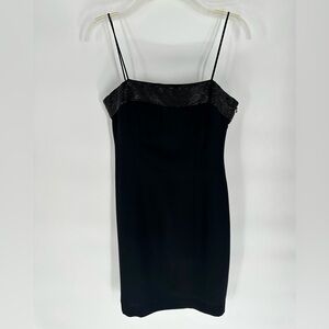 Jones New York Black Slip Dress with Beaded Trim Size 4P Women’s
